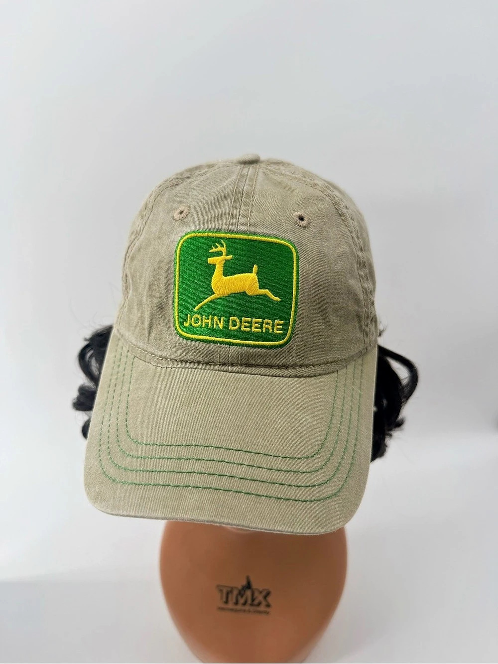 John Deere Vintage Washed Distressed Logo Baseball Cap Green & Brown